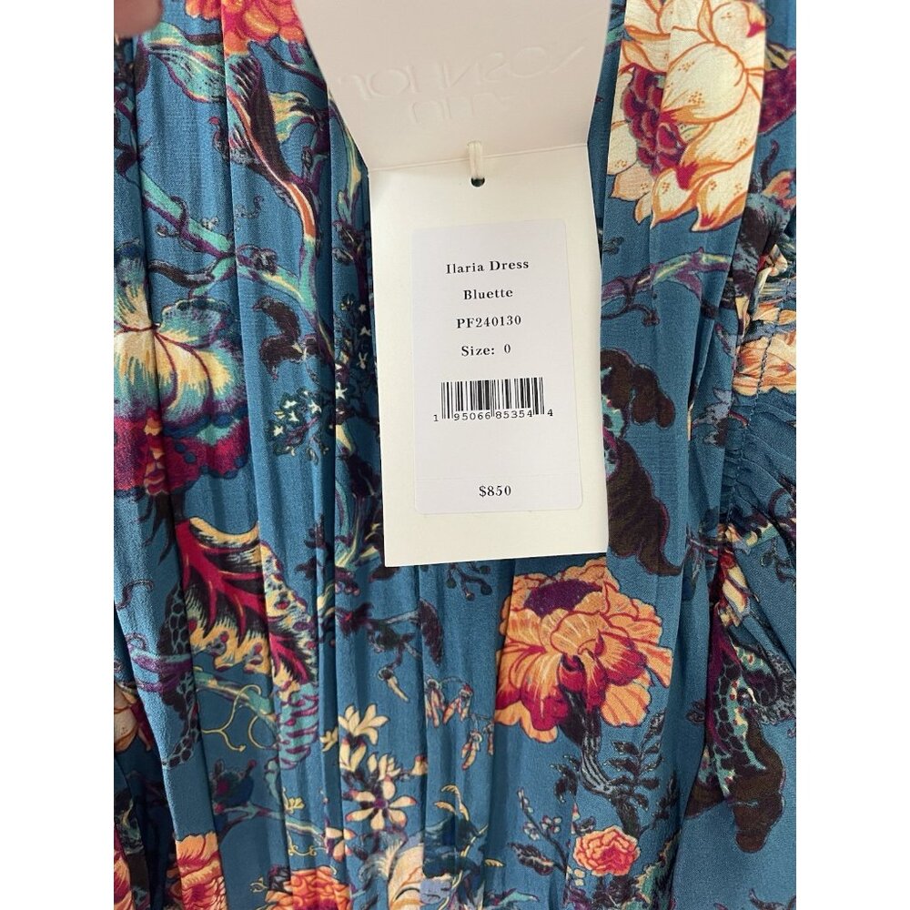 Ulla Johnson Ilaria Silk Dress Bluette Floral PF240130 NWT Size 0 Maxi Boho Tier - Picture 6 of 10
